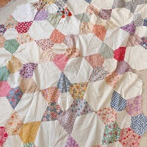 Vintage Patchwork Quilt Unfinished Topper 1940s